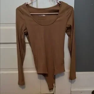 Women's Tan Long Sleeve Bodysuit
